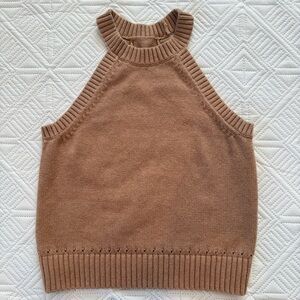 Banana Republic Halter-Neck Sweater Tank Size S Tan